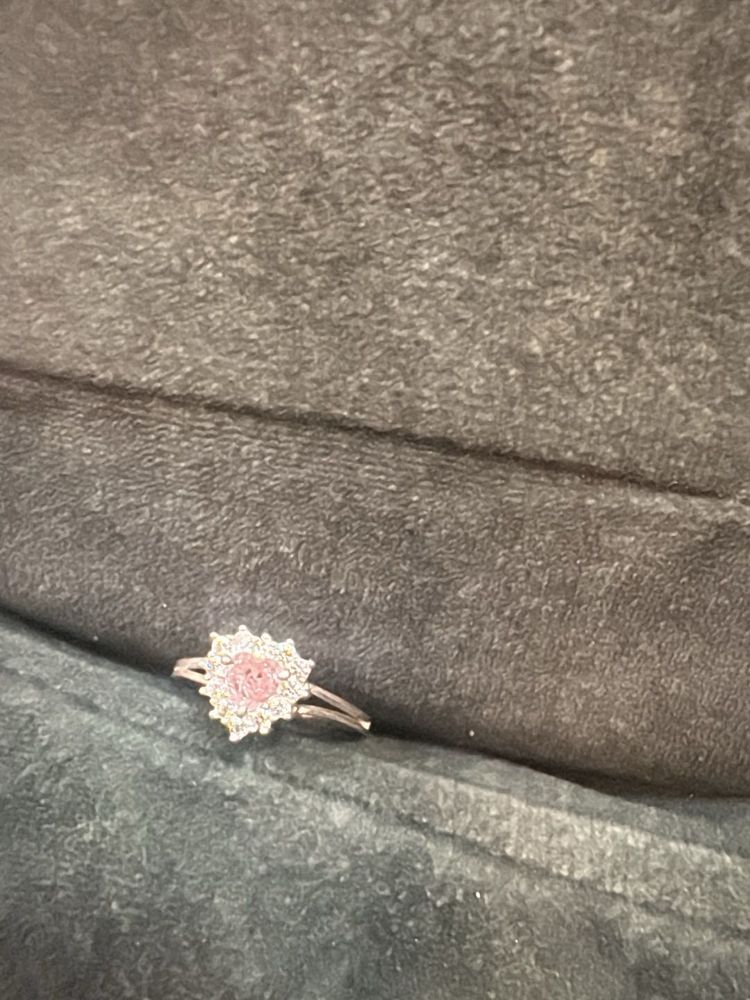Sparkling Pink &amp; White Stone Original Silver Ring