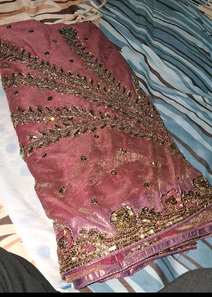 Embroidered Pink Saree