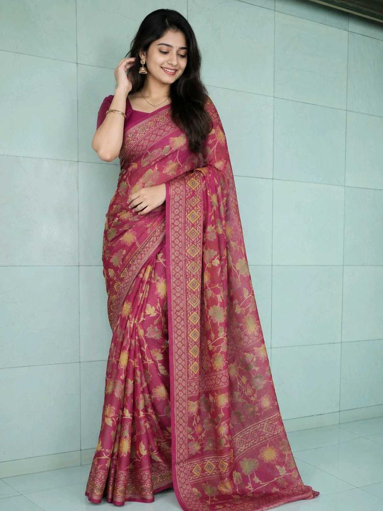 Beautiful Pink Floral Saree