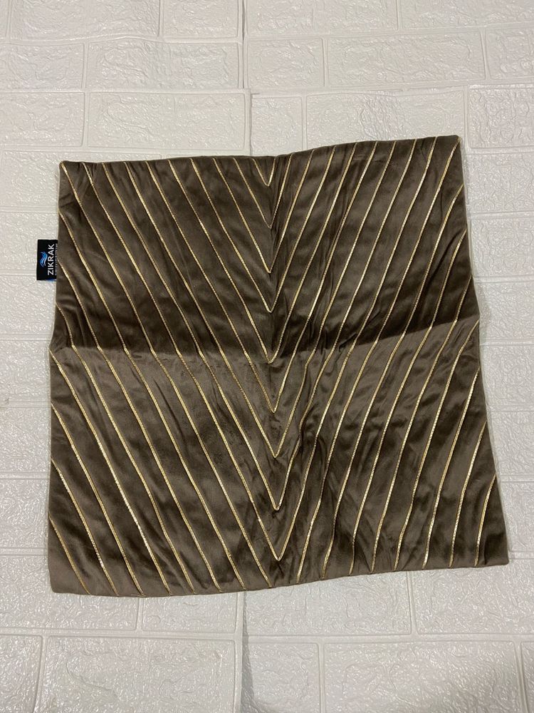 Velvet Cushion Cover with Gold Stripes