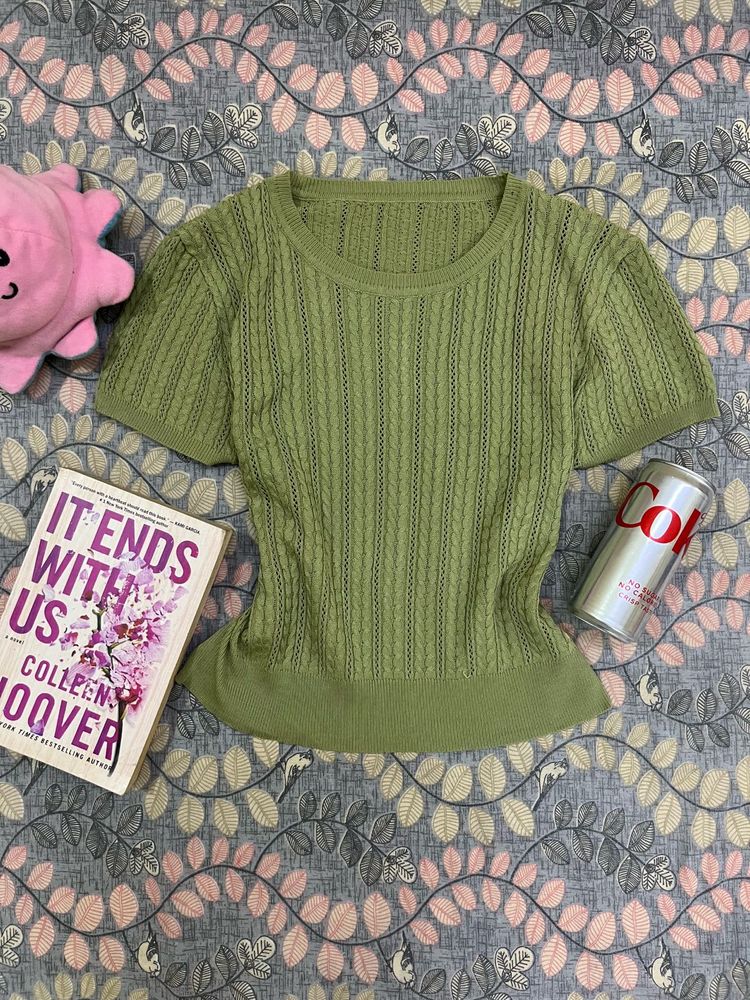 Chic Olive Green Knit Top