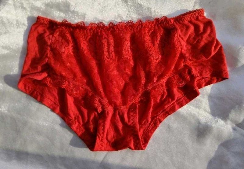 Lace Trim Red Briefs