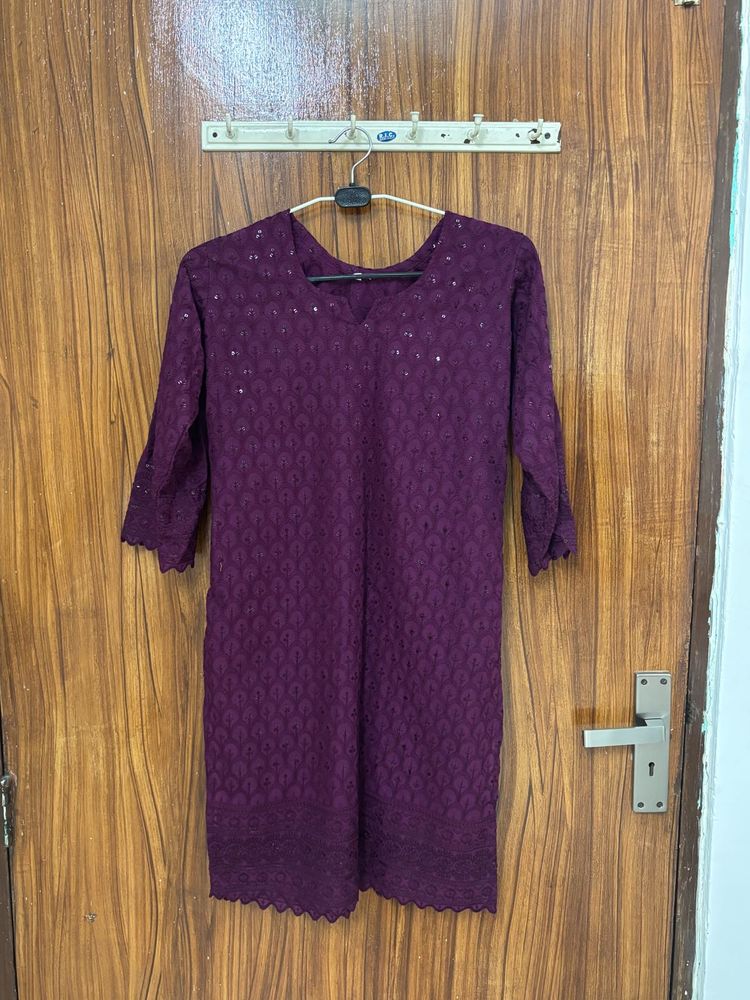 Beautiful Purple Chikankari Kurta