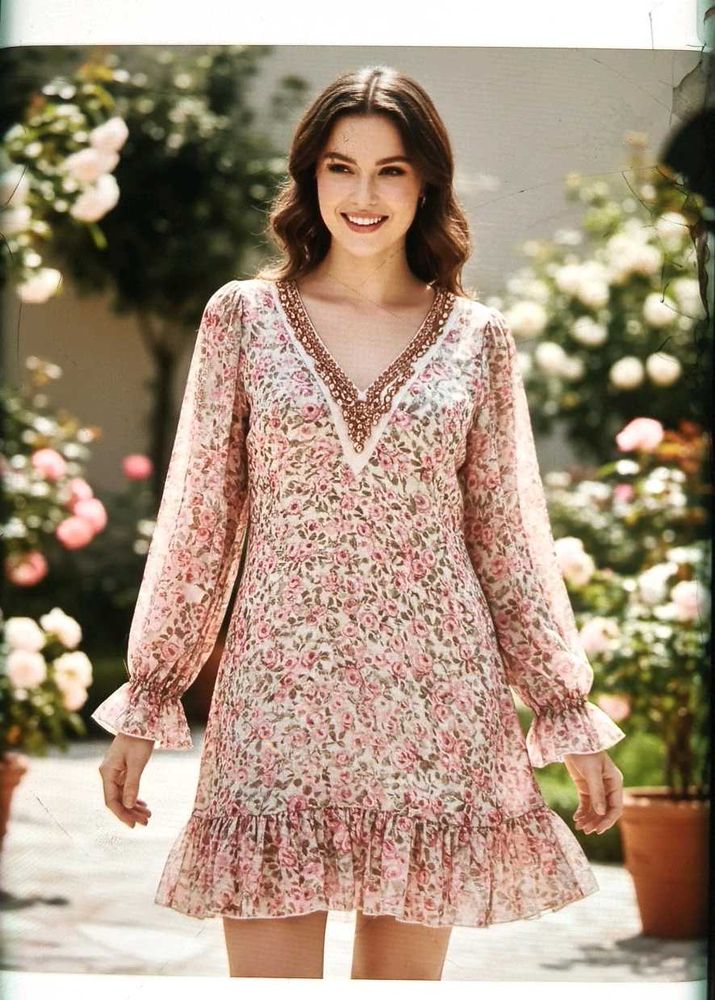 Chic Floral V-Neck Mini Dress