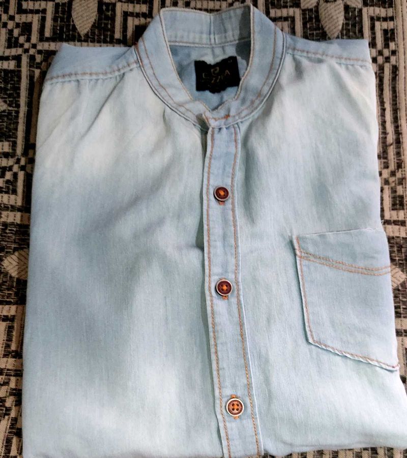 Men's Light Wash Denim Shirt