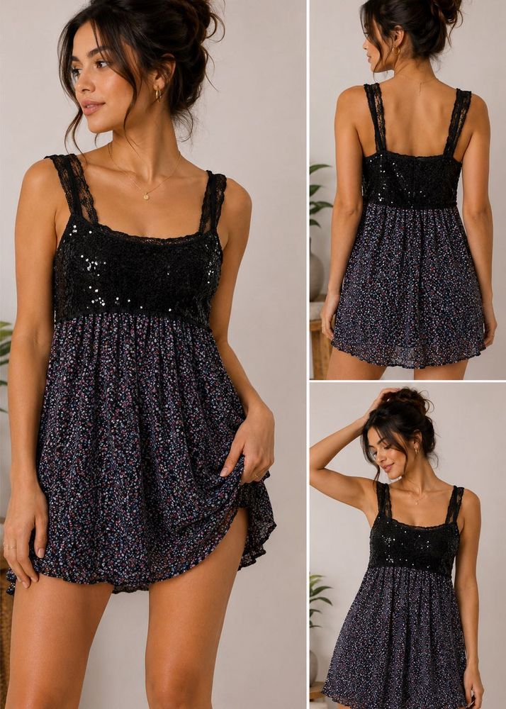 Sparkly Floral Cami Dress
