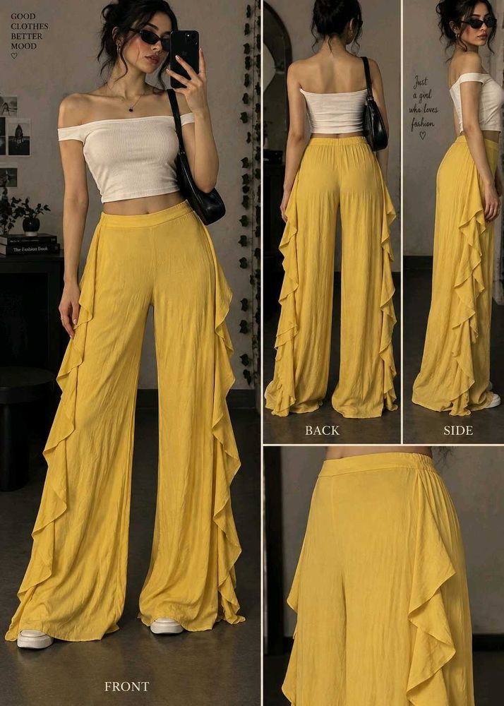 Flowy Yellow Wide Leg Pants
