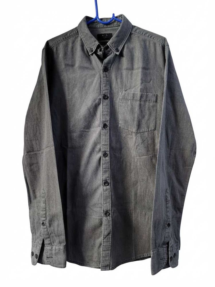 Men's Grey Button-Down Shirt