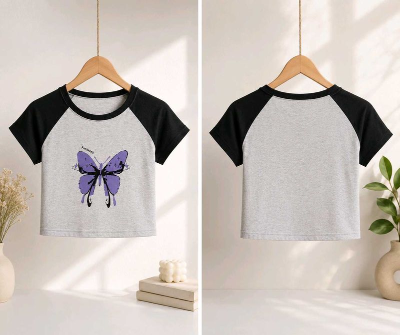 Butterfly Graphic Crop T-Shirt