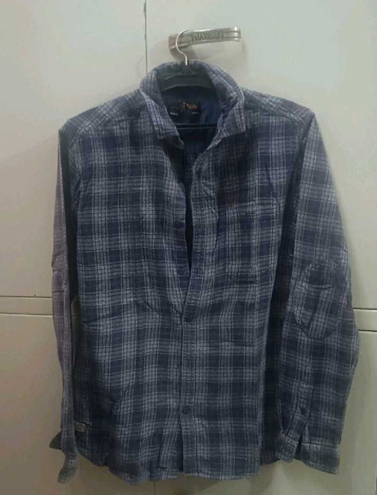 Men's Blue Plaid Flannel Shirt