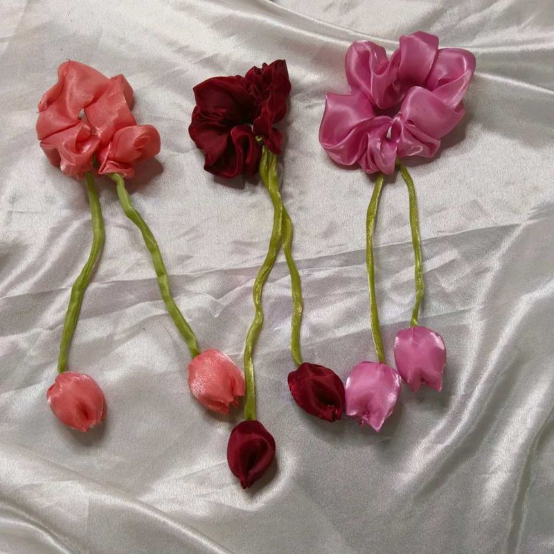 Floral tulip Scrunchies pack of 3