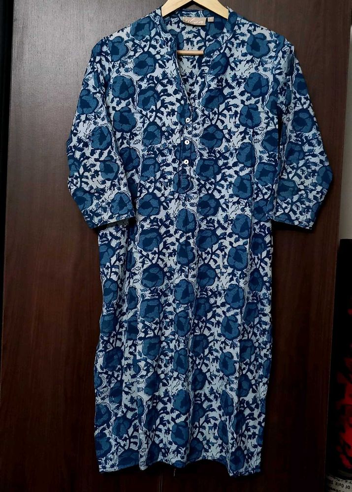 Blue Floral Print Kurta