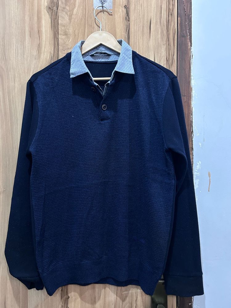 Crocodile Imported Navy Blue Long Sleeve Pullover