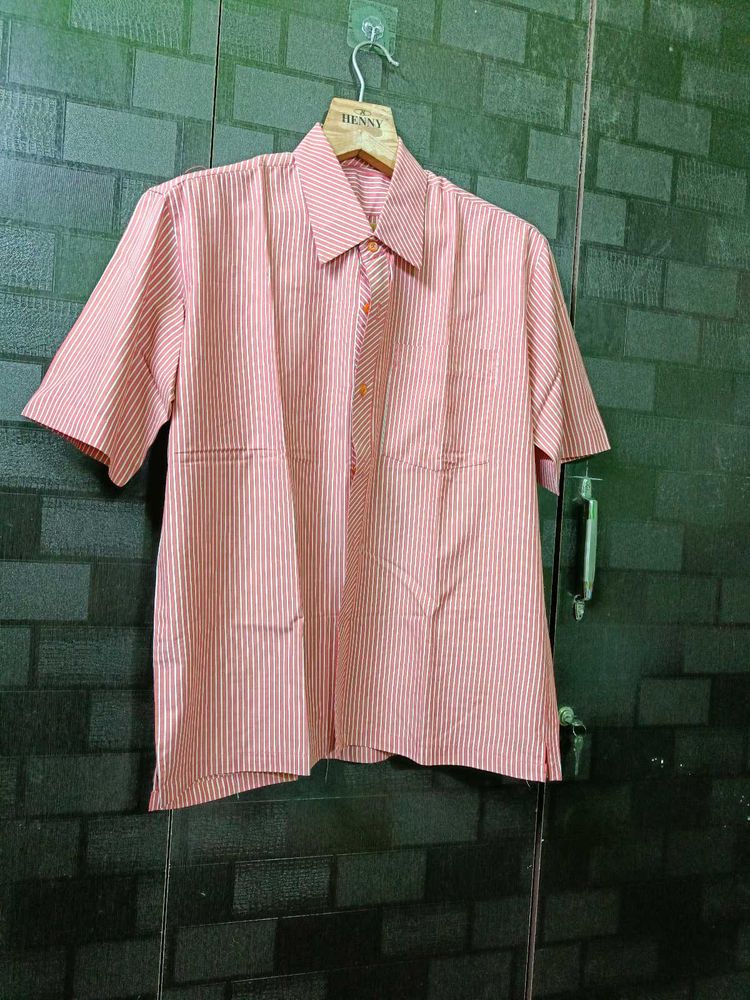 Striped Casual Shirt red white
