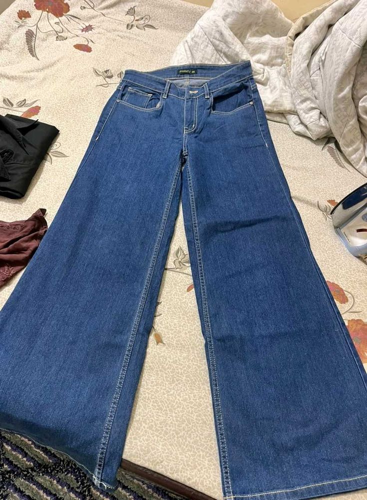 Wide Leg flared Denim Jeans