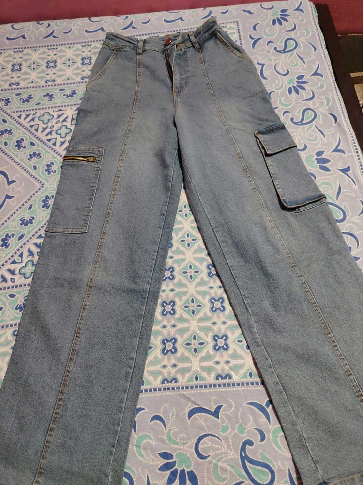 Light Wash Cargo Jeans