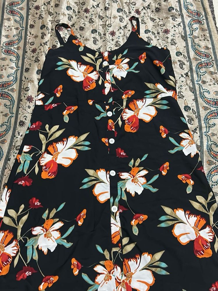 Floral Print Button-Up Midi Dress
