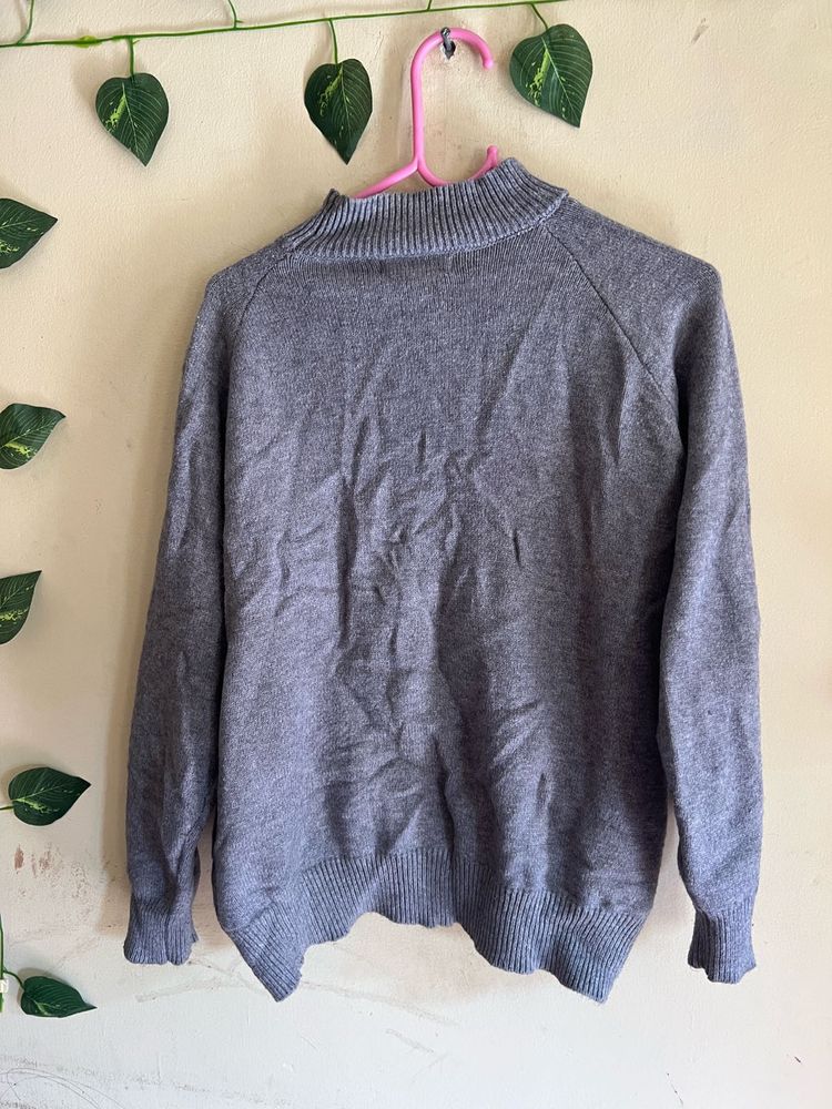 Gray Knit Turtleneck Sweater
