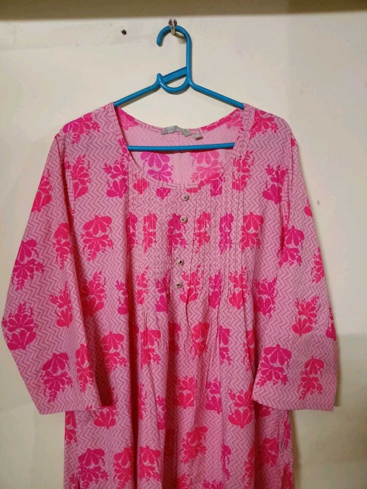 Pink Floral Print Kurta