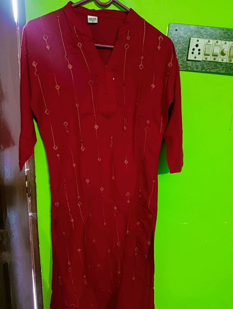 Embroidery Red Kurta