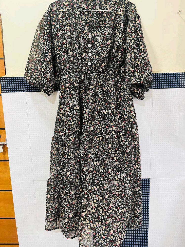 Chic Floral Print Midi Dress