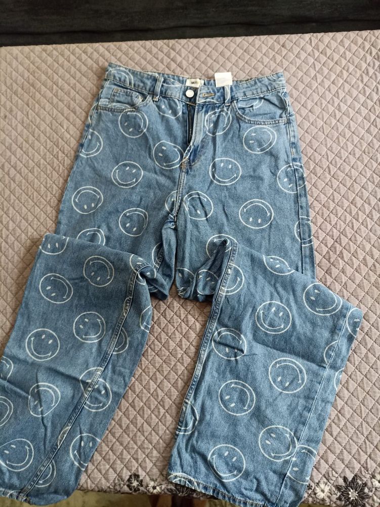 Fun Smiley Face Denim Jeans