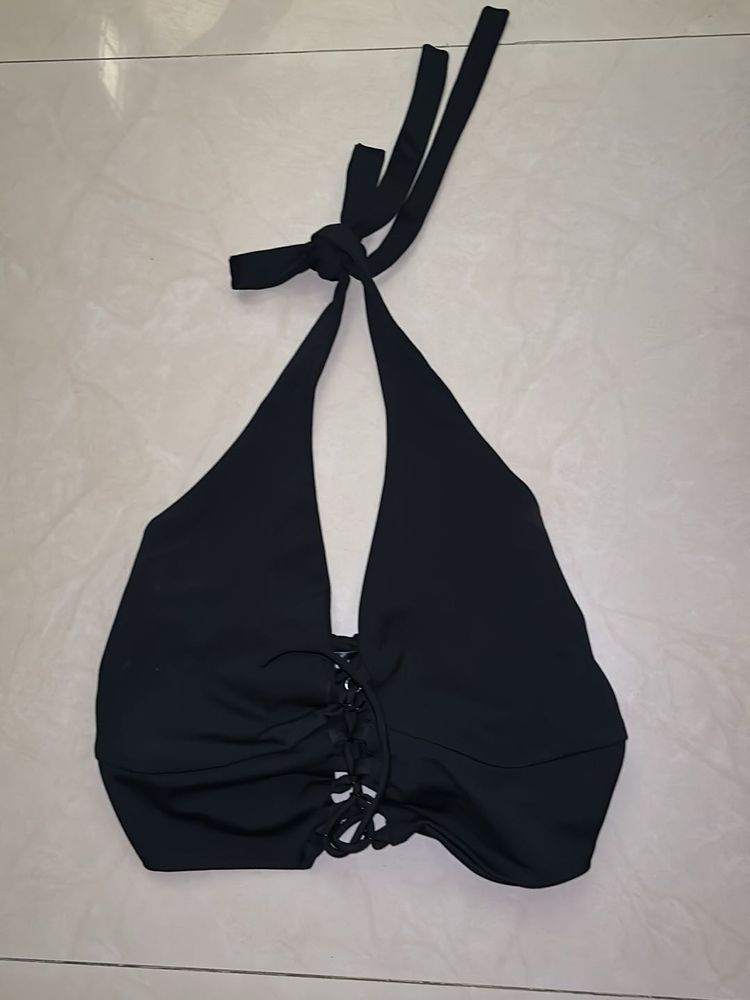 Black Halter Neck Corset Top