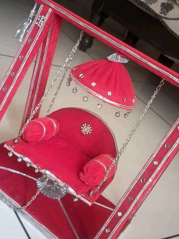 Elegant Red Jhula for krishna ji
