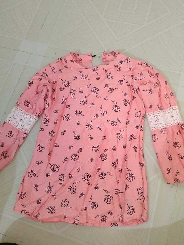 Pink Floral Print Top