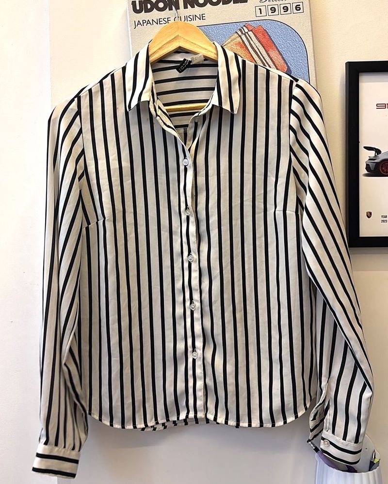 Chic Striped Button-Down Blouse