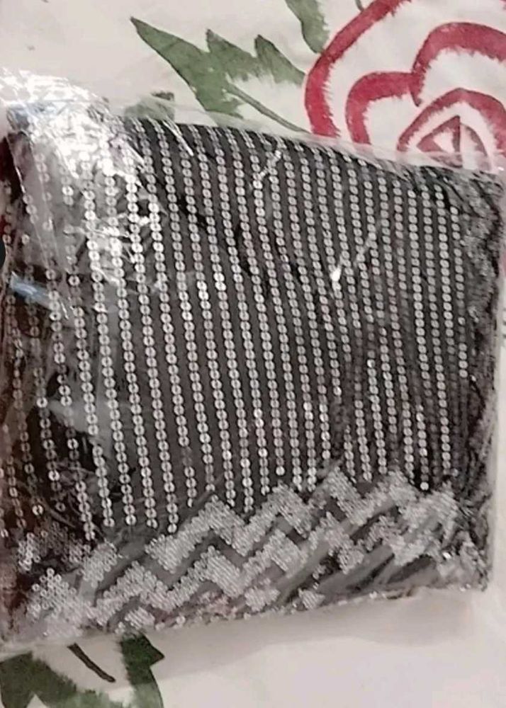 new sequins saree with blouse fabric