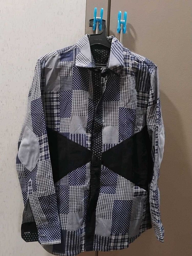 Patchwork Button-Down Shirt