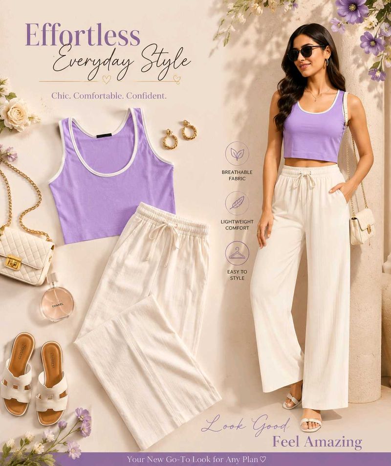 S, M and L size Stylish Lavender Crop Top