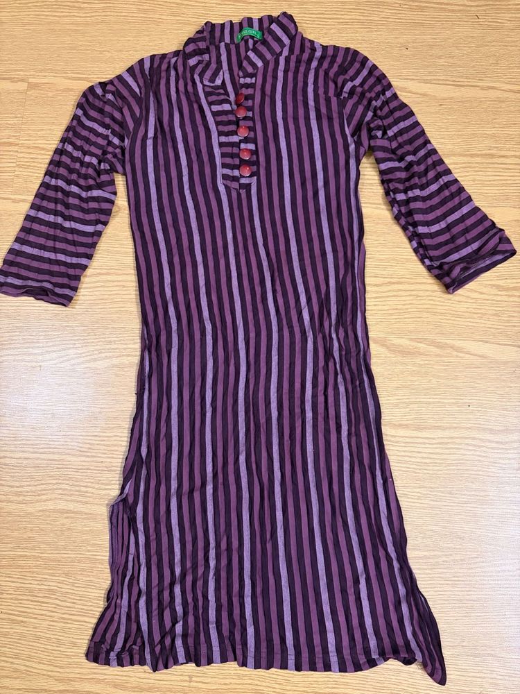 Purple Striped Kurta