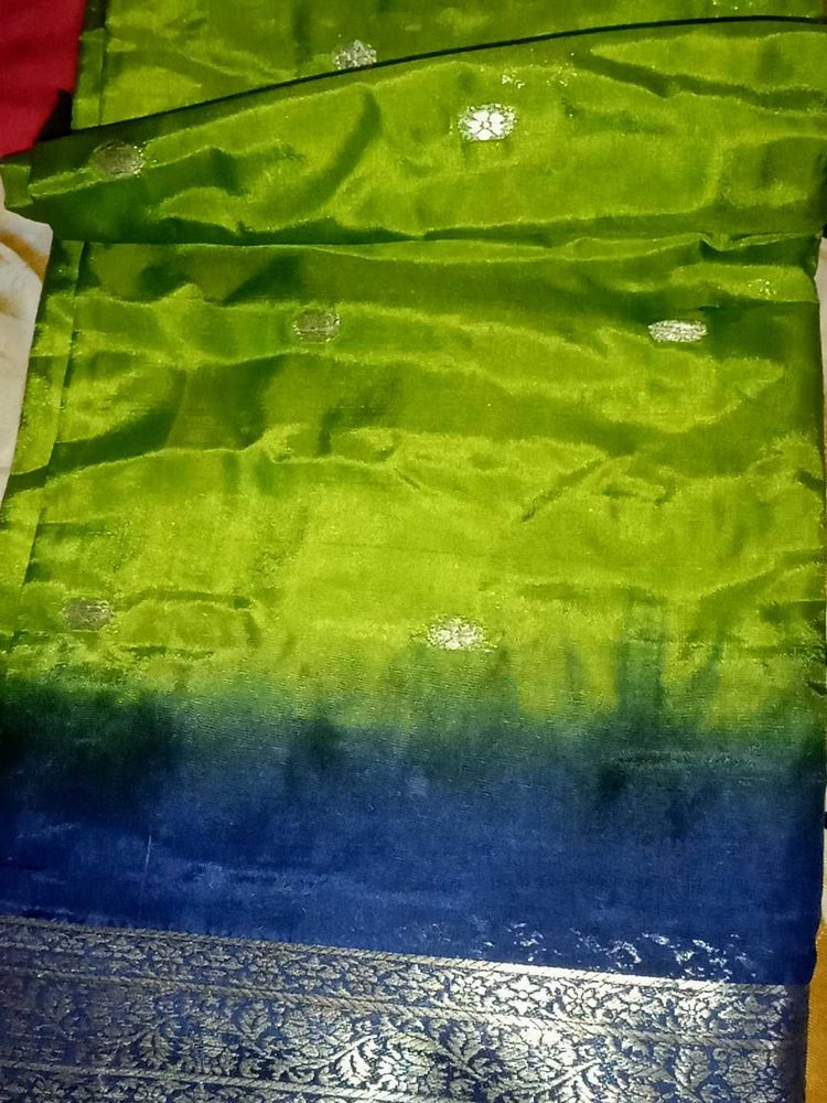 Elegant Green &amp; Blue Saree