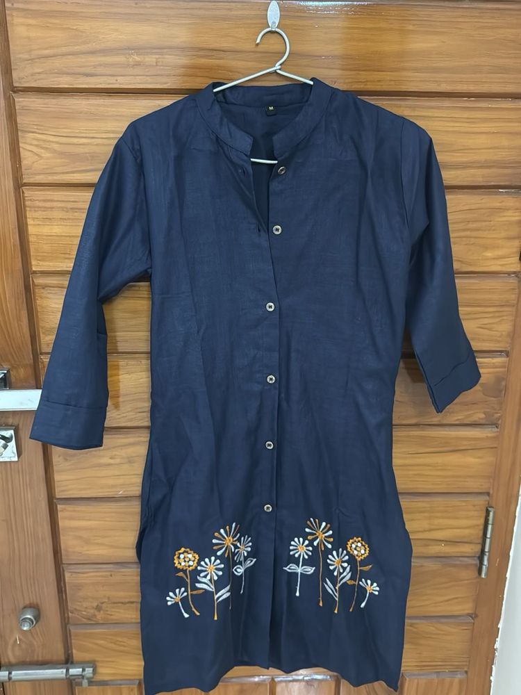 Dark Blue Embroidered Kurta 💙