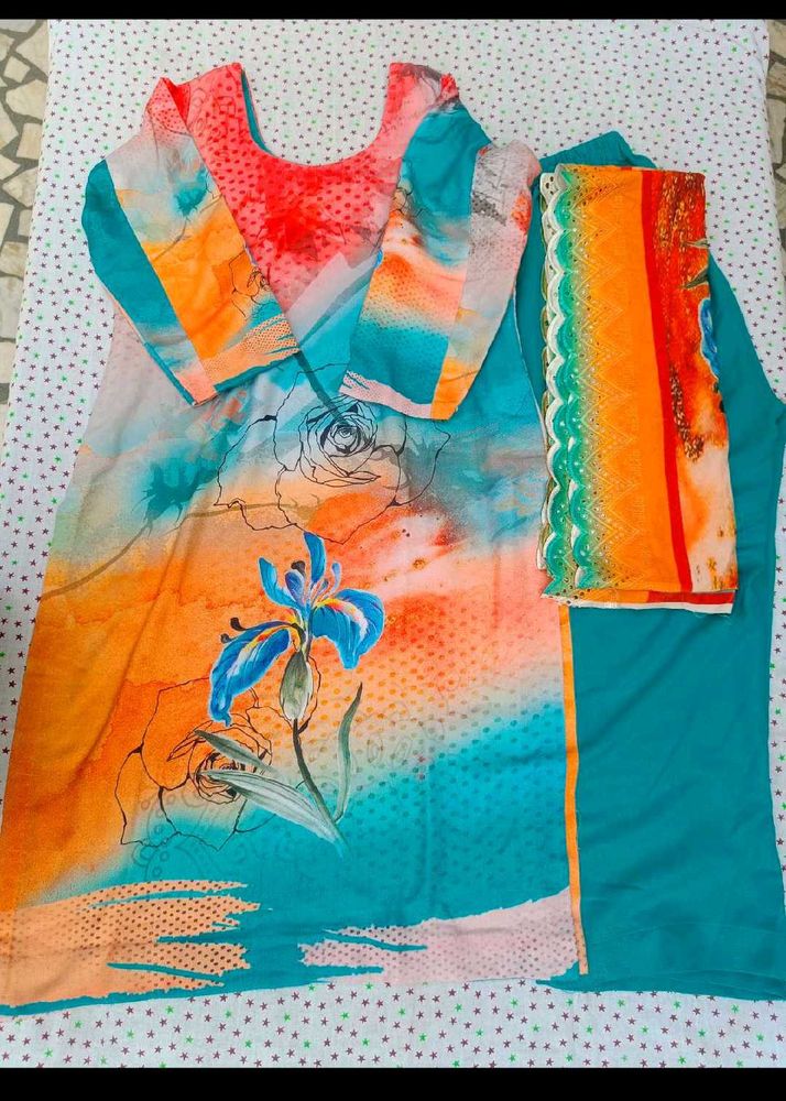 Vibrant Floral Print Kurta Set
