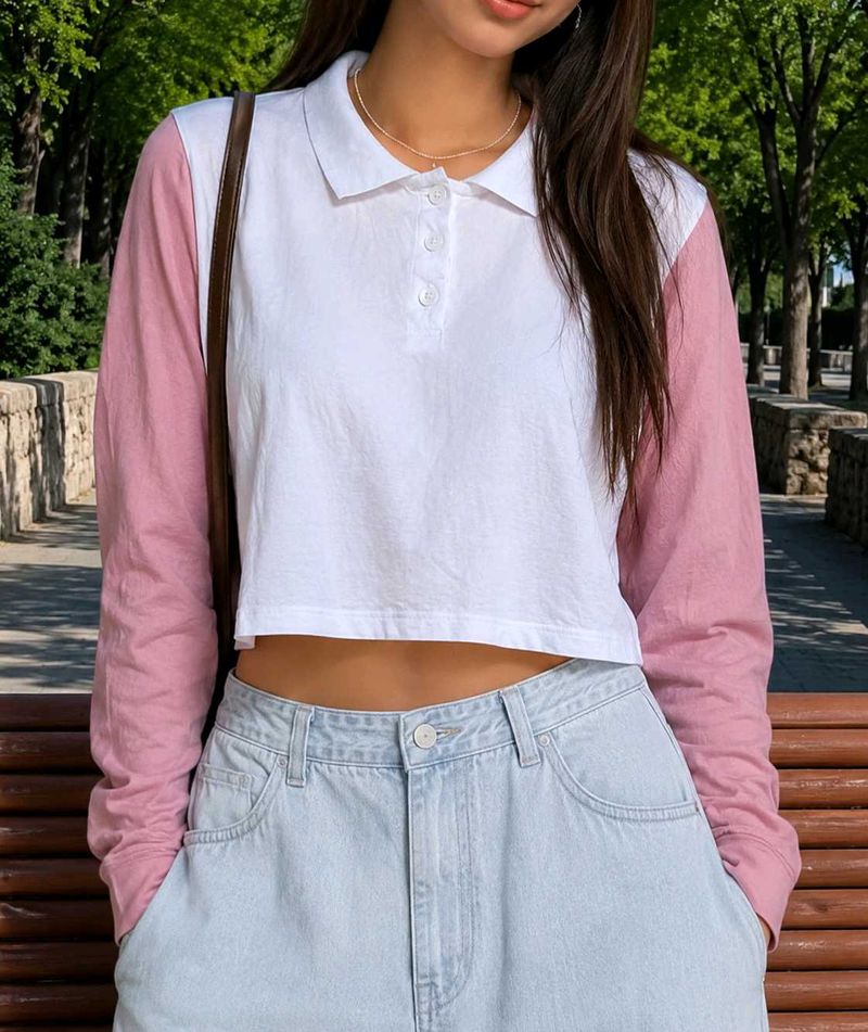 Sleeve Cropped Top🤍🌸