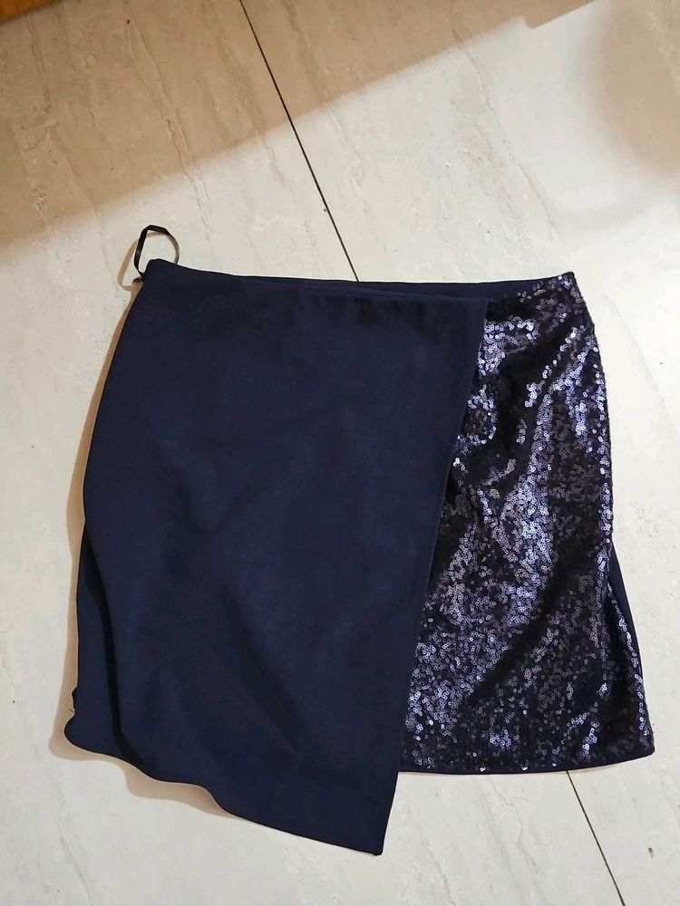 Navy Blue Sequin Skirt