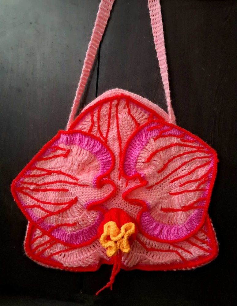 Handmade Crochet Orchid Bag