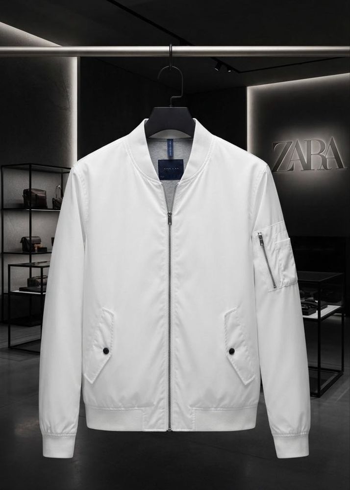 ZARA Men's White Bomber Jacket