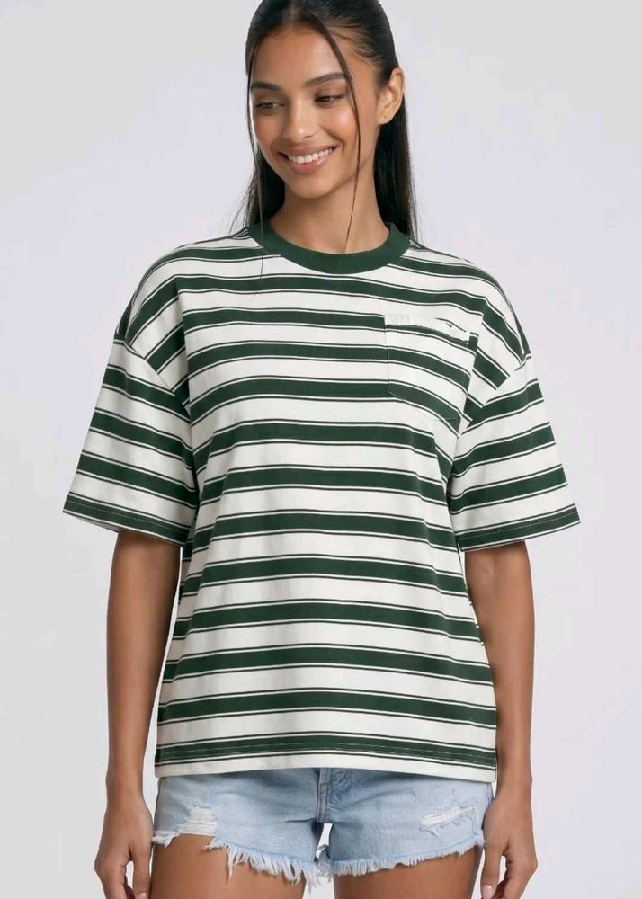 Striped Drop-shoulder Oversized T-Shirt