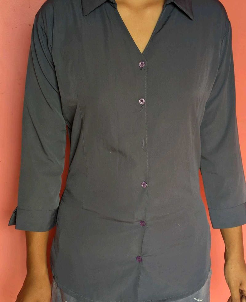 Classic Grey Button-Up Shirt
