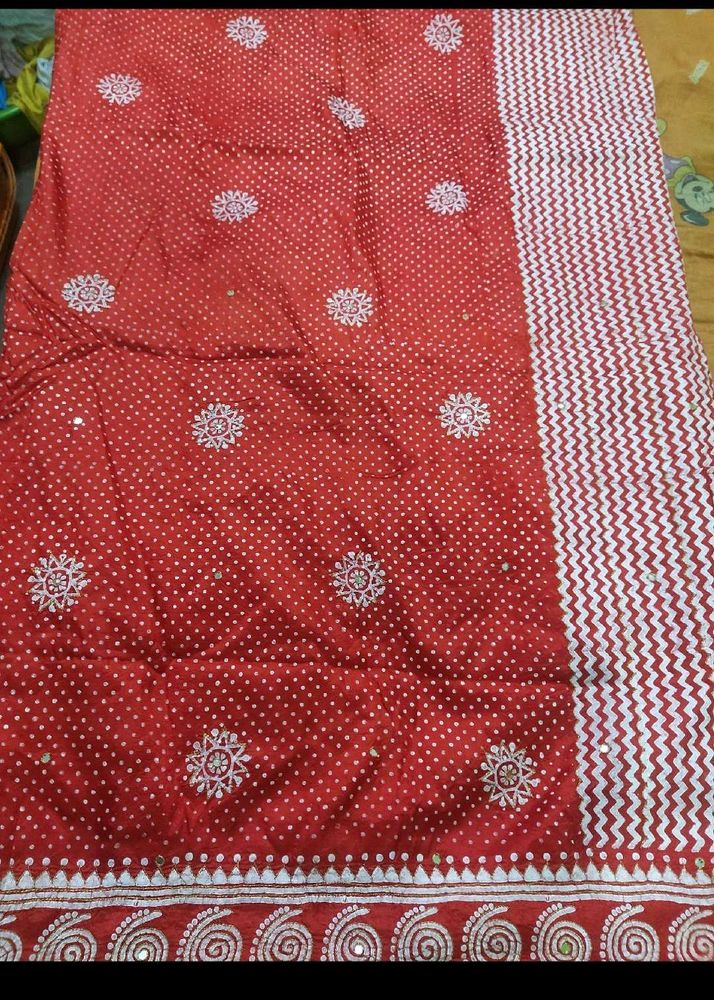 Red Embroidered Saree