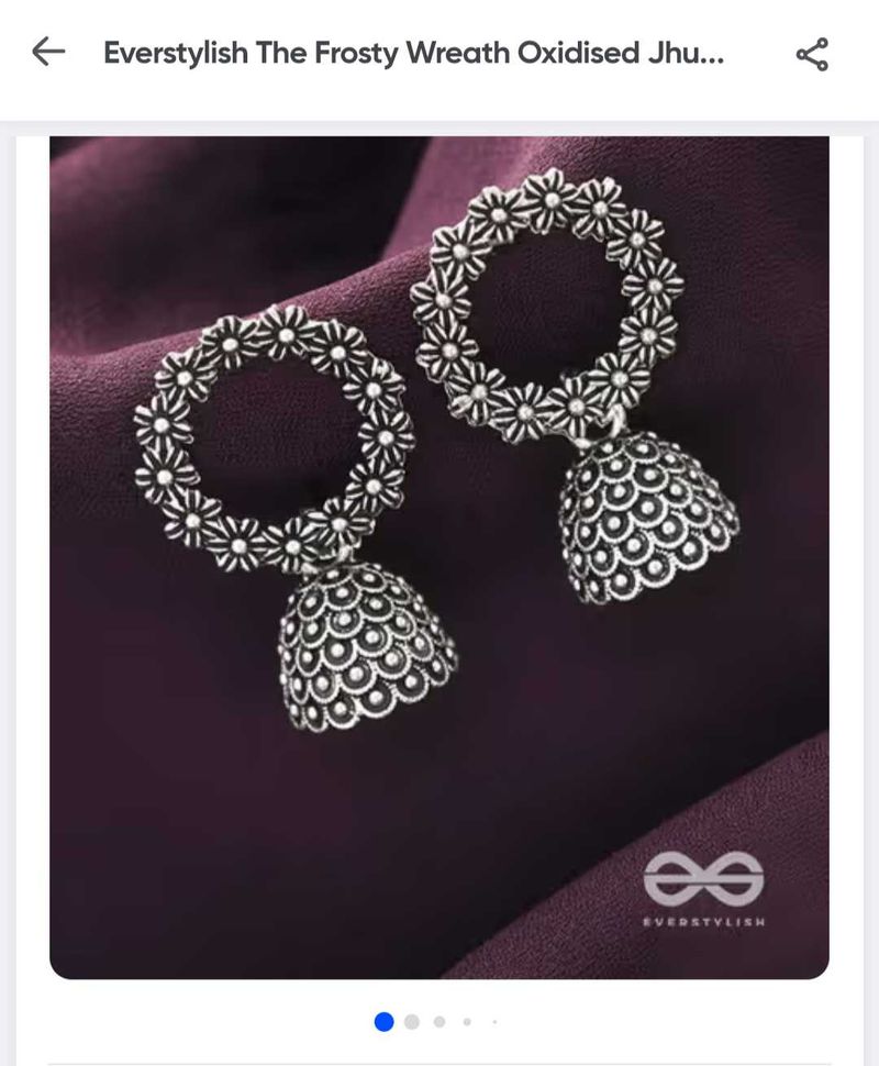 Oxidised Flower Jhumka Earrings