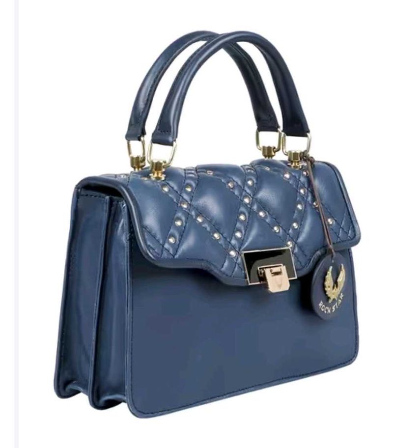 Stylish Quilted hidesign Blue Handbag