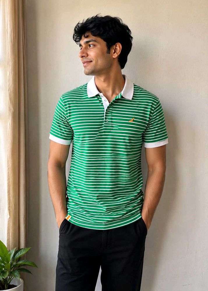 American Crew Men's Striped Polo T-Shirt