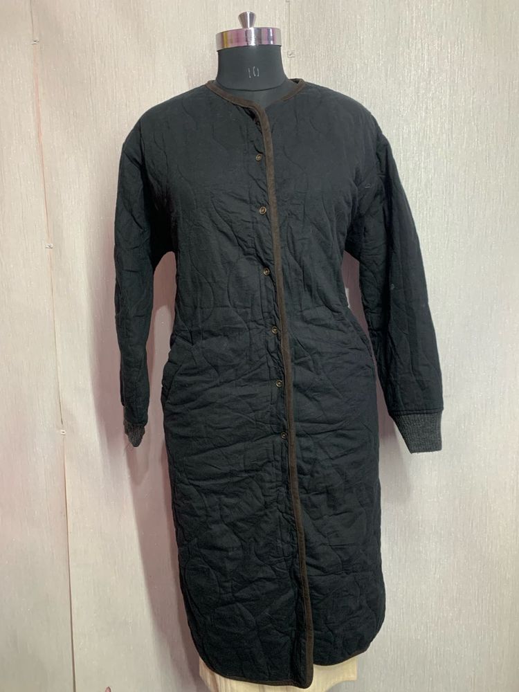 Long Black Quilted Coat lenth 38