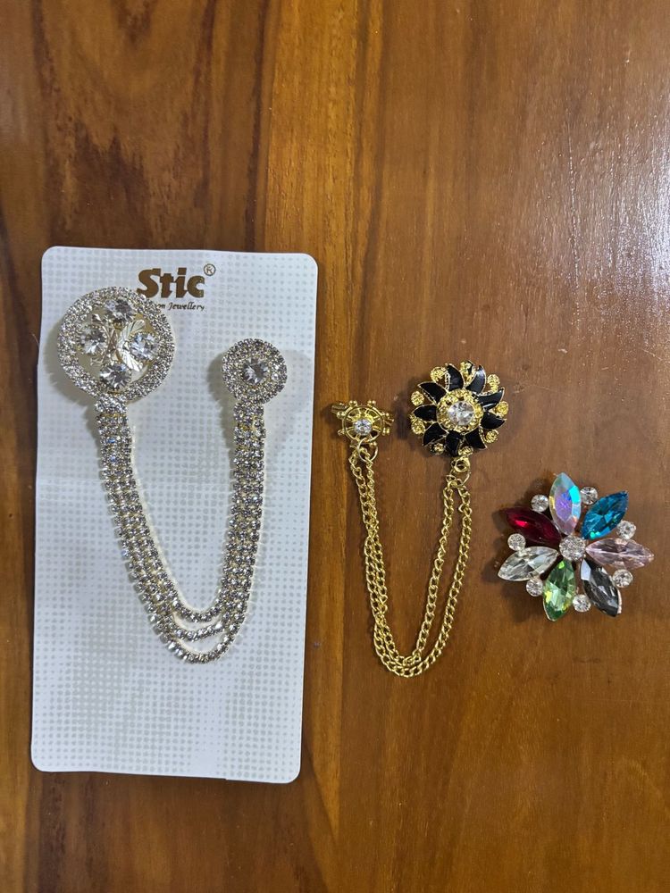 Elegant Brooch Set - 3 Pieces