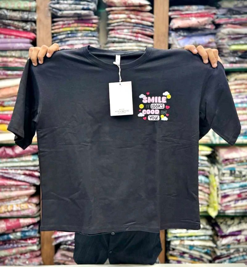 Cute Graphic Print Black T-Shirt